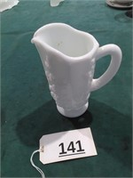 Milk Glass Pitcher - About 8 inches Tall