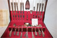 SILVER PLATED HARMONY HOUSE & UNTENSILS BOX LOT