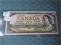1954 CANADA  TWENTY DOLLAR BILL - DEVILS FACE