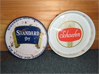 (2) METAL STANDARD / SCHAEFER BEER TRAYS