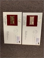 2x First Day of Issue Commemorative Gold Stamps
