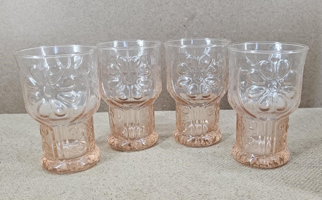 RARE 4pc Libbey Country Garden Juice Glasses