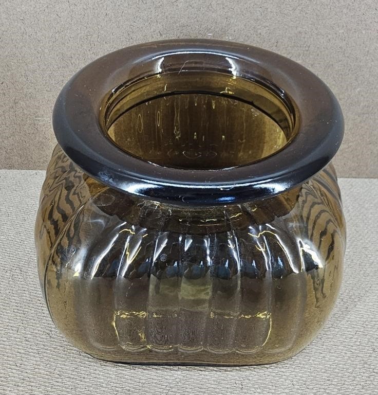 Ribbed Apothecary Amber Brown Jar