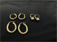 3 Sets of 14K Gold Wire Earrings 2.7 dwt