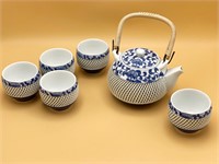 Japanese Blue & White Porcelain Tea Set