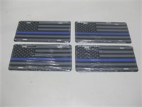 Four Blue Line Vanity Plates