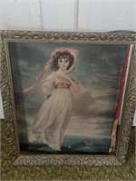 Antique picture, and frame