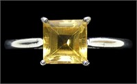 Sterling silver princess cut citrine solitaire