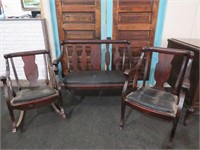 ANTIQUE SETTEE / CHAIR AND ROCKER