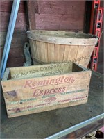 Bushel basket and a Remington express wooden box