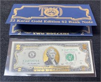 2013 22 Karat Gold Edition $2 Note Unc.