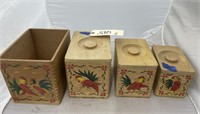 Wooden Canister Set (1 lid missing)