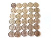 30pc 1930's 40's and 50's Jefferson Nickels