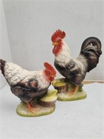 Ceramic Rooster and Hen Decor