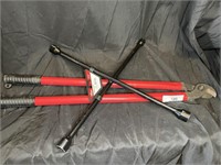 Bolt cutters and 20" lug wrench