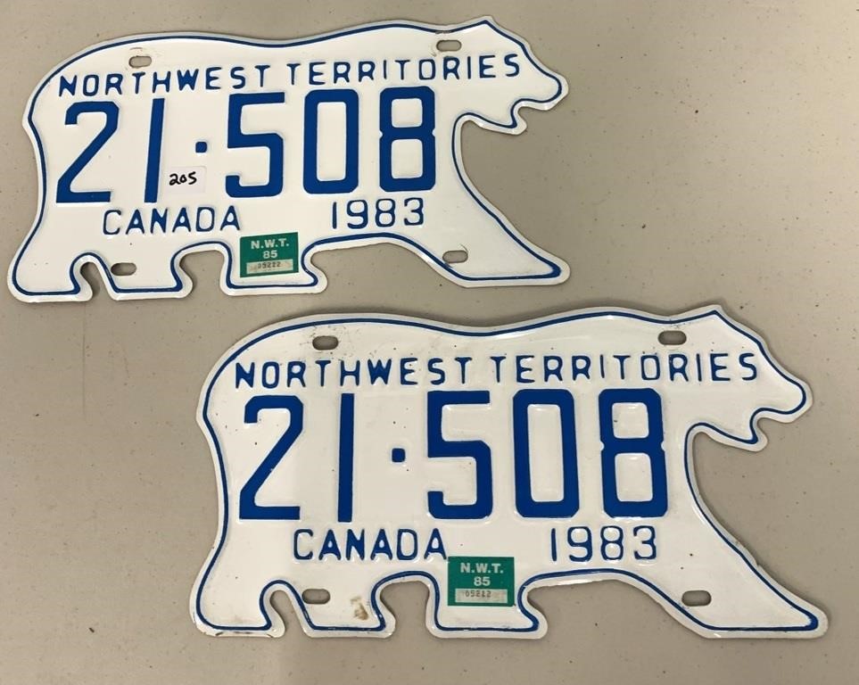 North West Territories Polar Bear Licence Plates