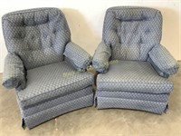 (2) Vintage Upholstered Swivel Rocking Chairs