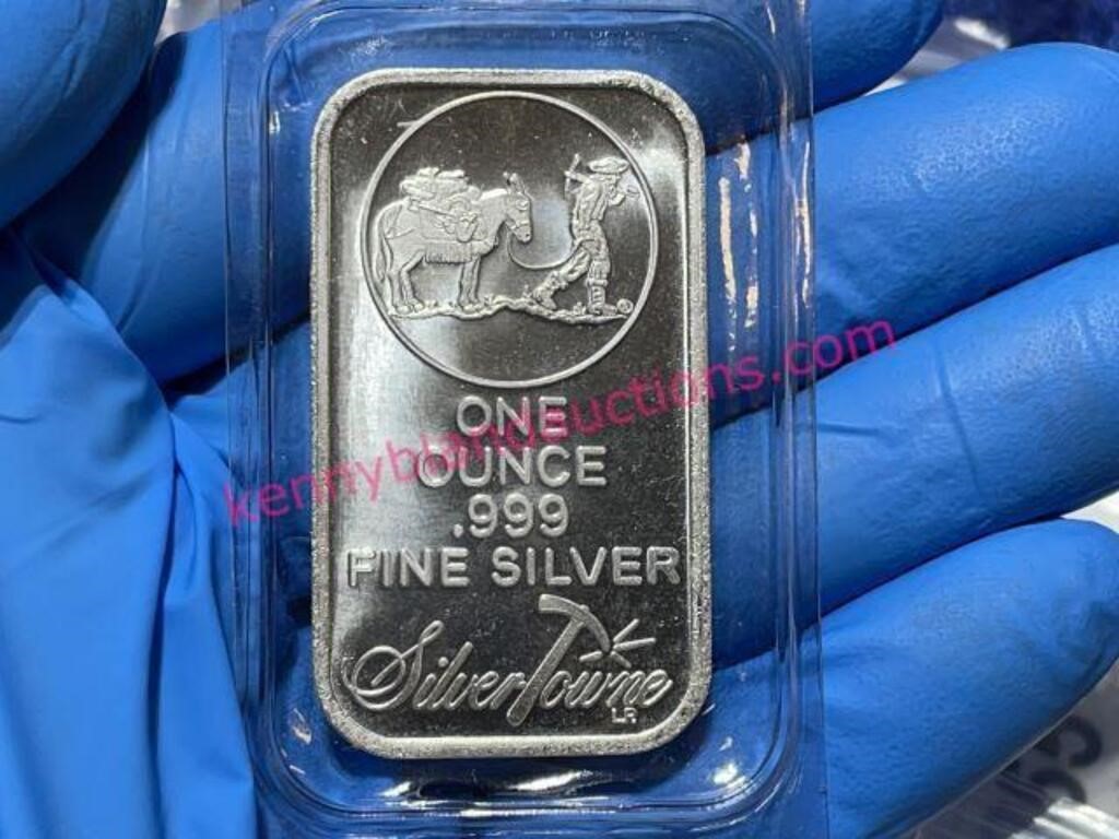 SilverTowne Miner 1-ozt .999 silver ingot bar UNC