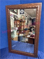 Antique oak frame wall mirror - nice