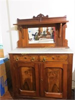 Antique Cabinet with Mirror with Custom Marble