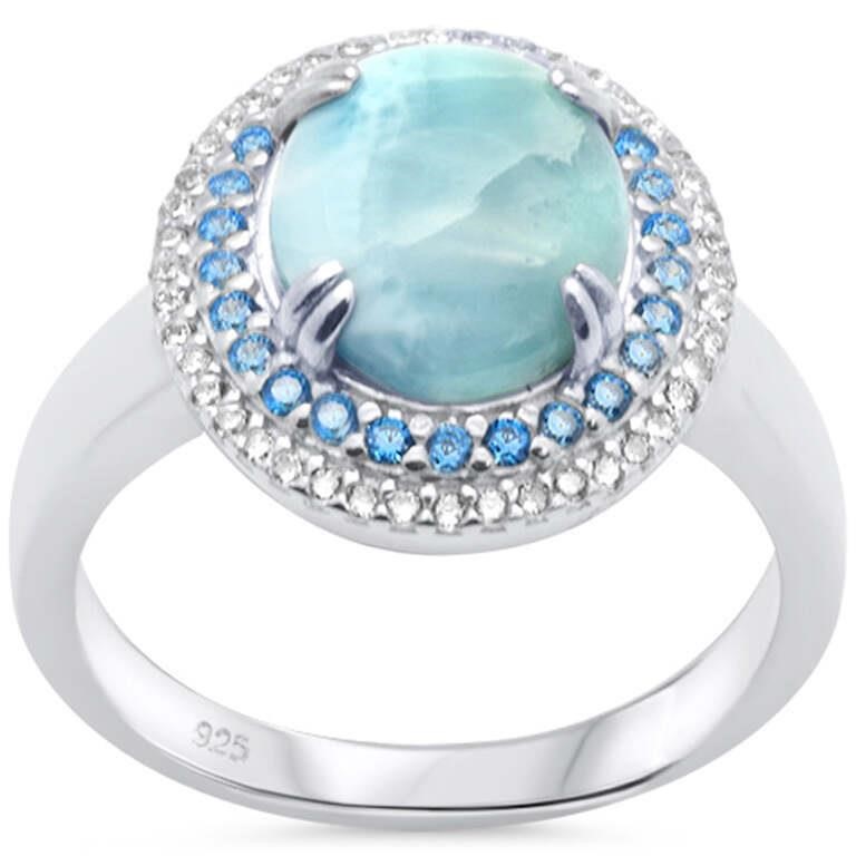 Stunning 2.88ct Larimar & Topaz Cocktail Ring