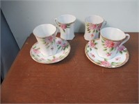 Pink Flower Cup and Saucers