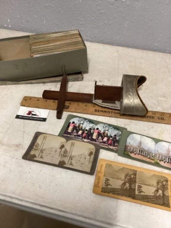 Underwood stereoscope viewer with 100 cards