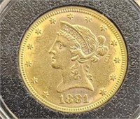 1881 $10 US Eagle Liberty Gold Coin