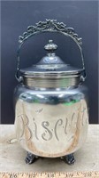 Silver Plate Biscuit Barrel (7"H)