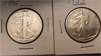 1935 Walking Liberty Silver Half Dollars