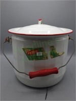Vtg Fesco Porc enamelware pot c. 1940s red/white