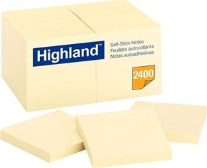 Fb3010 Highland Sticky Notes 3 x 3 Inches Yellow