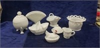 Tray Of Assorted Milk Glass Pieces