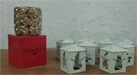 Bombay candle holder and 8 metal Christmas holders
