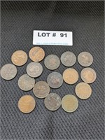 16 Canadian Large Cents, Assorted Dates
