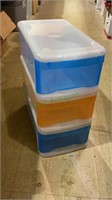 Set of three stackable drawers - two blue and one