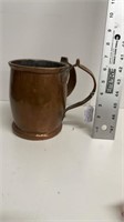 Handcrafted hammered copper beer mug double