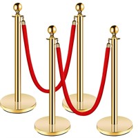 Steel Stanchion  Red Ropes Set (37in)