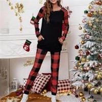 Winter Plaid Pajama Set for Women Long Sleeve