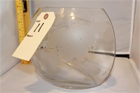 World globe etched award Glass vase
