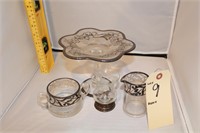 Vintage Silver etched glassware