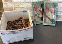 BOX LOT: JUMPER CABLES & NEW CLAMPS