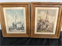 2 PC FRAMED CHARLESTON PRINTS 10X12