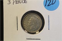 1940 Great Britain 3 Pence Silver Coin