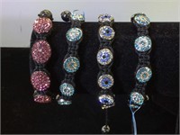 4- nylon braided rhinestone bracelets by Kalifano