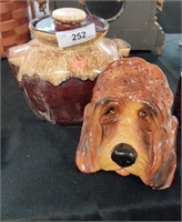 Chalkware dog and bean pot