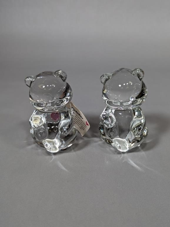 2 Fenton Clear Glass Bear Figures