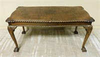 Chippendale Style Burl Walnut Coffee Table.