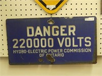 DANGER 220,000 VOLTS SIGN 18" X 9.75"