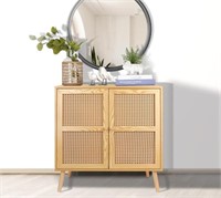 ZYBT Sideboard Buffet Cabinet w/ Rattan Door